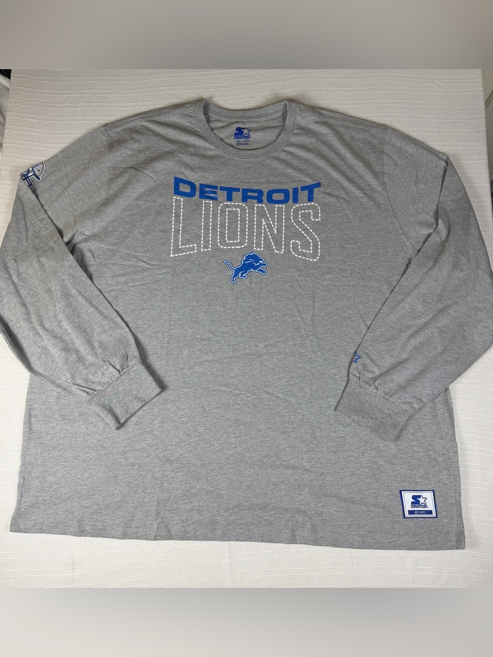 Starter Detroit Lions Long Sleeve T-Shirt Men's 5XL Gray NFL Football